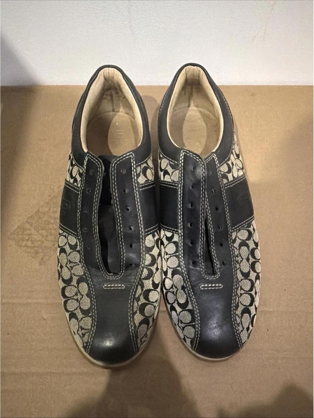 Coach P184 Noella Sneakers Monogram Black Fabric Leather - Picture 2 of 9